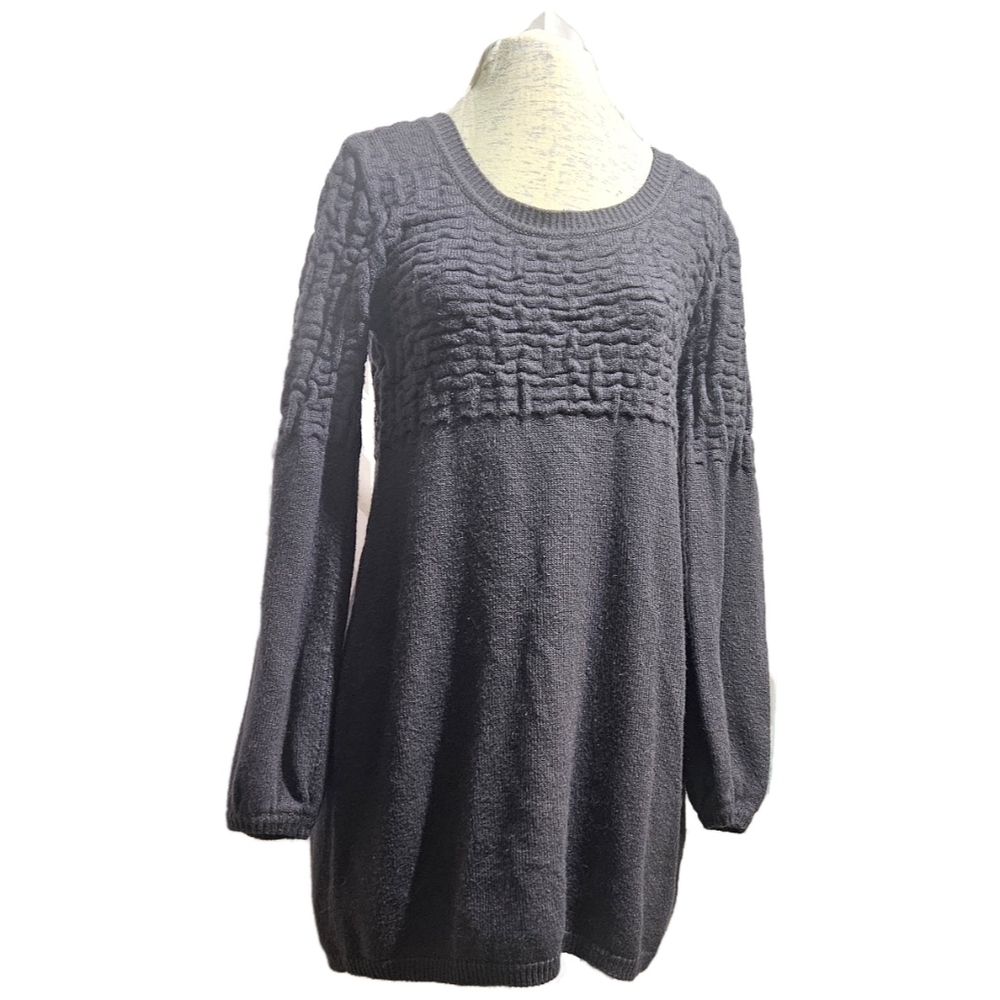 Wet Seal Long Sleeve Textured Sweater Dress - Dark Gray XL